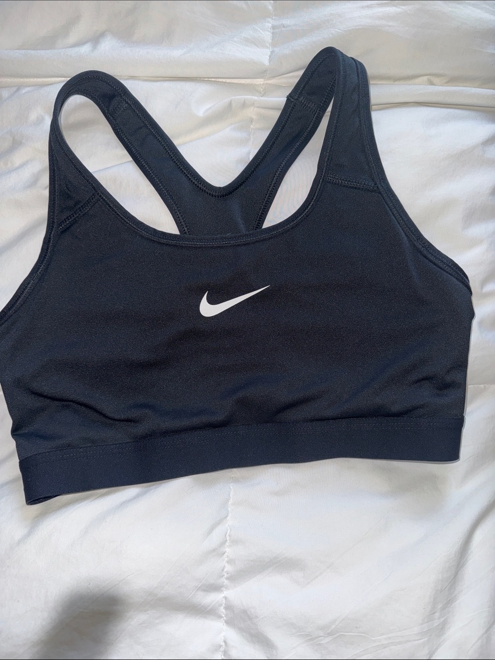 Nike Black Sports Bra with White Swoosh - Racerback Support